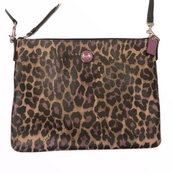 Coach Handbags - Coach leopard ocelot purple crossbody bag